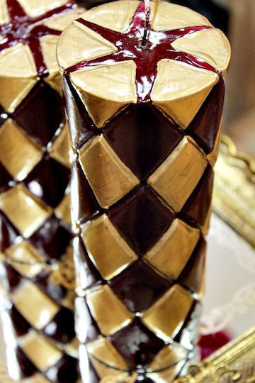 Kerze Gold Bordeaux Rhombus 7,5*20