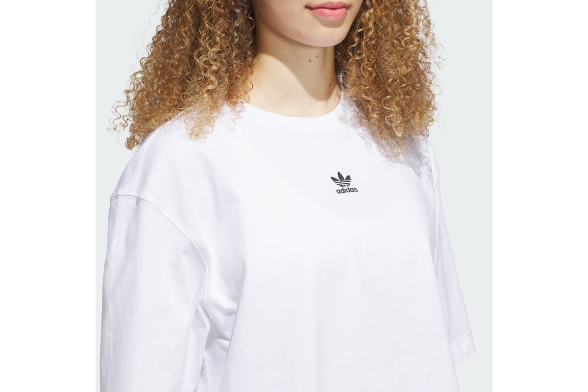 adidas Essentials Tricou Oversized Crop Sportiv Damă Alb JJ3385
