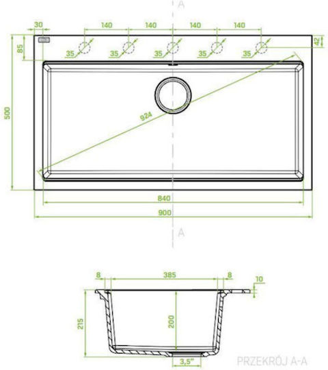 Laveo SBT 4109 Ένθετος από Συνθετικό Γρανίτη Μ50xΠ90cm Μπεζ