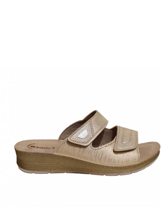Damenplattformen Beige