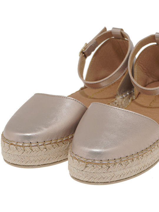 Women's Leather Platform Espadrilles Beige