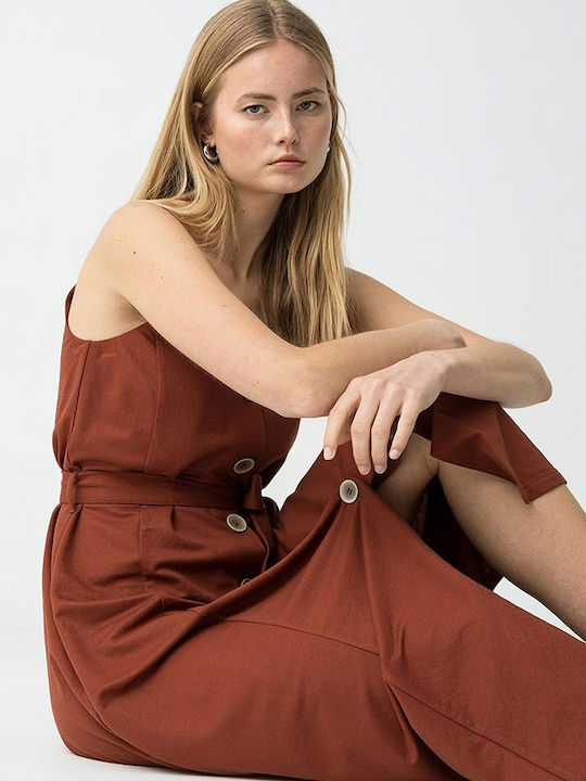 Summer Midi Shirt Dress Brick