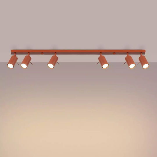 Sollux Spot mit 6 Lichtern und mit Fassung GU10 in Rot Farbe