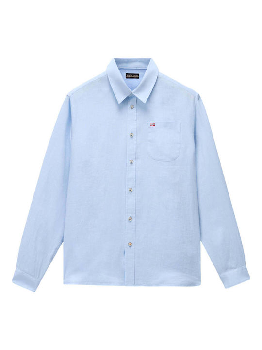 Glinen Long-sleeved Linen Shirt Sky Blue