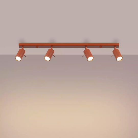 Sollux Spot mit 4 Lichtern und mit Fassung GU10 in Rot Farbe