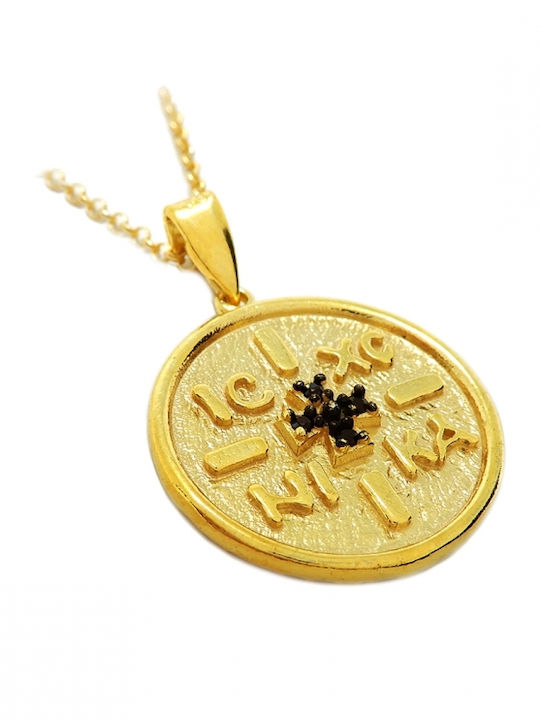 Polytimo Polytimo Konstantin Halskette Talisman aus Vergoldetem Silber mit Zirkon Schwarz
