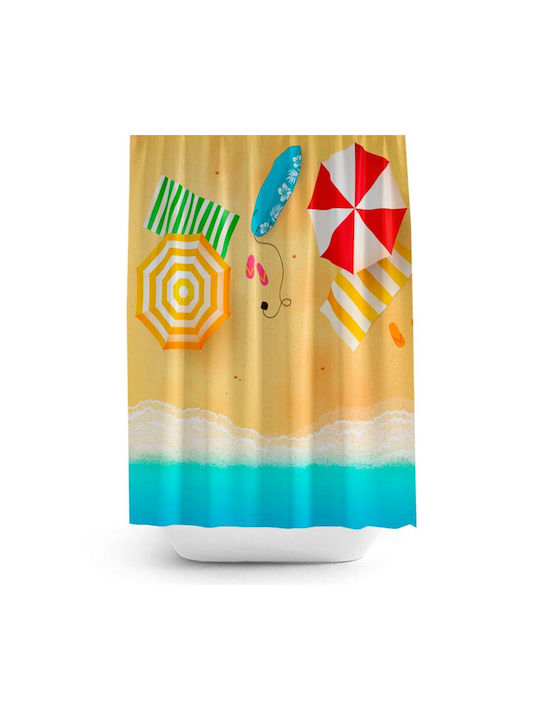 Tropik Home Κουρτίνα Μπάνιου Υφασμάτινη 180x200cm Beach