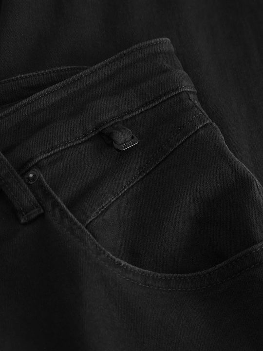 Alex Men's Elastic Jeans Pants with Regular Fit Black Denim
