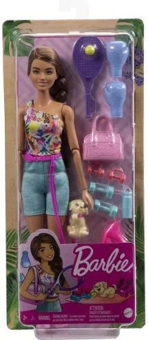 Barbie Wellness Doll Workout Outfit with Puppy, Roller Skates And Tennis for 3+ years+ Years