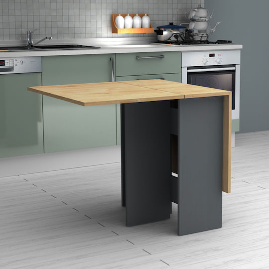 Pepe Masă Sala de mese Pliabil din Lemn Masiv Anthracite - Natural Beech 130x77x75buc