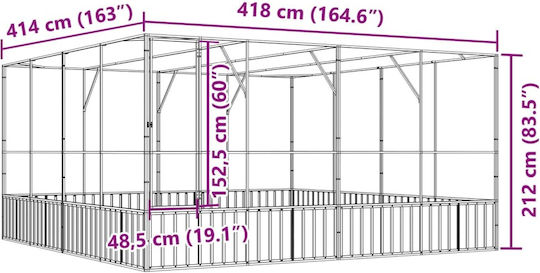vidaXL 172588 Cușcă din Oțel Galvanizat pentru păsări 418bucx414bucx212buccm.