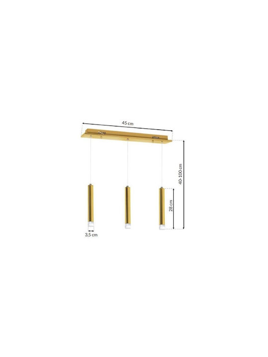 Eko Light Goldie Ρυθμιζόμενο Κρεμαστό Φωτιστικό Χρυσό LED Ράγα