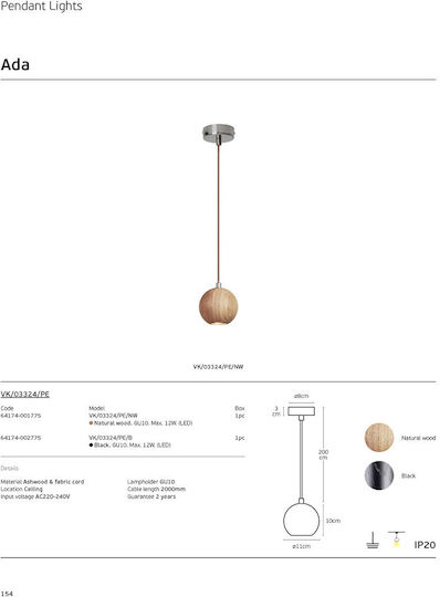 VK Lighting Pendant Light Beige with Socket GU10