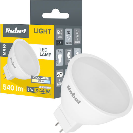 Rebel LED Bulb 6W for Socket GU10 and Shape MR16 Cool White 540lm
