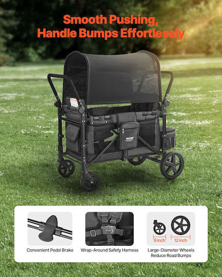 Vevor Wagon Push Pull Quad Kinderwagen Gray