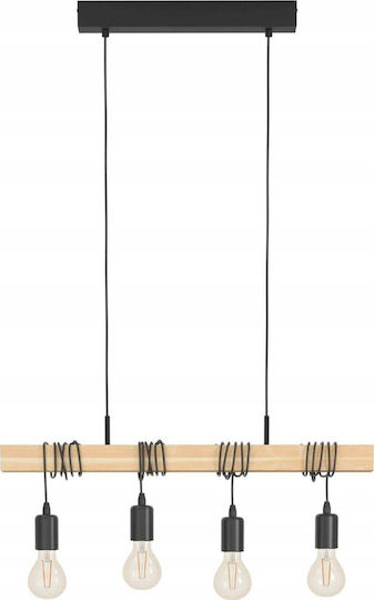 Eglo 43512 Pendant Ceiling Light Townshend 4xe27 60w 230v FSC Certified