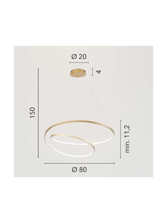 Fan Europe Led-Lieve-S80 Hängelampe Gold 80x11.2x150cm.