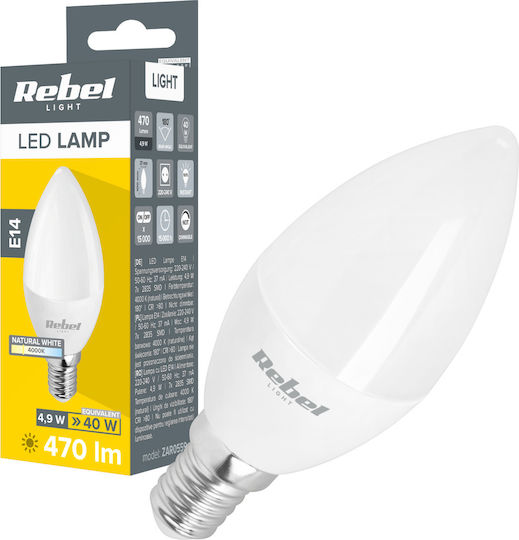 Rebel Λάμπα LED 5W 100mm για Ντουί E14 Φυσικό Λευκό 470lm