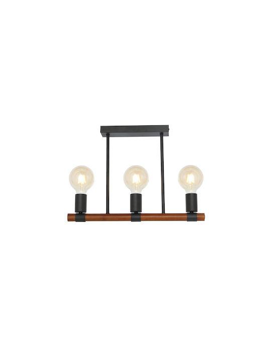 Globo Lighting Heinrich Κρεμαστό Φωτιστικό Μαύρο Ράγα με Ντουί E27 49x6x35εκ.