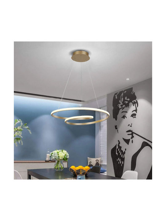 Powertech Κρεμαστό Φωτιστικό Χρυσό LED με Φυσικό Λευκό Φως 40x40εκ.