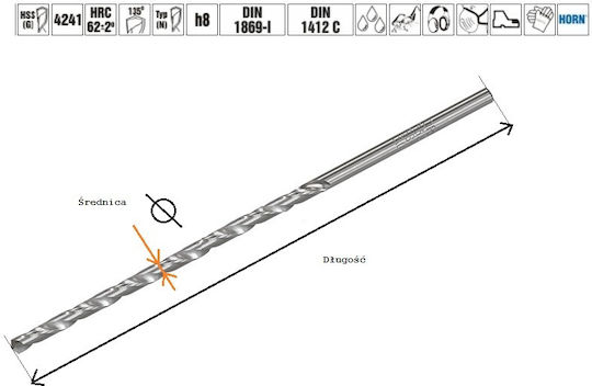 Artpol Diamond Drill HSS with Cylindrical Shank for Metal 4x175mm