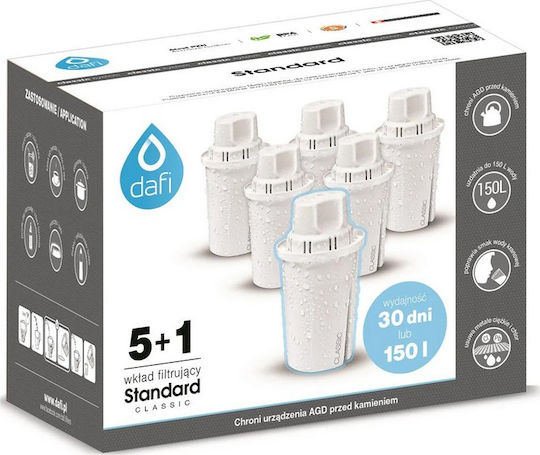 Dafi Water Filter Replacement for Pitcher made of Activated Carbon Standard Classic 6pcs