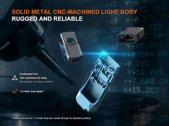 Fenix Презареждащ се Ключодържател Фенер LED UV IP66 с Максимална Яркост 700лм Тюркоазен