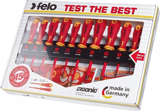 Felo Set 10 Șurubelnițe Electricianului VDE 1000V