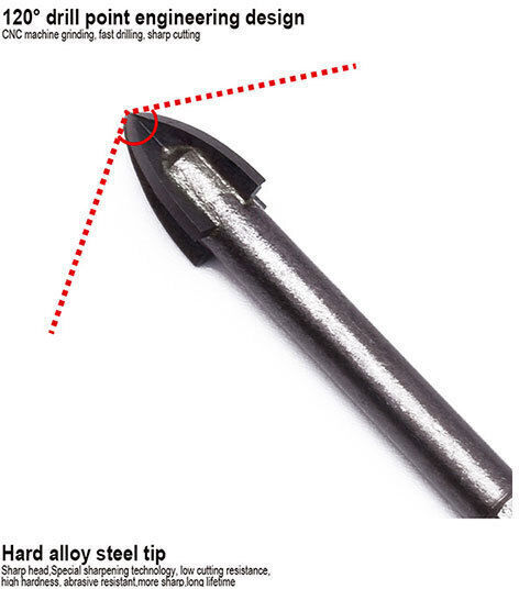 Harden Four-Cut Drill Carbide with Hexagonal Shank for Glass και Tiles 5mm