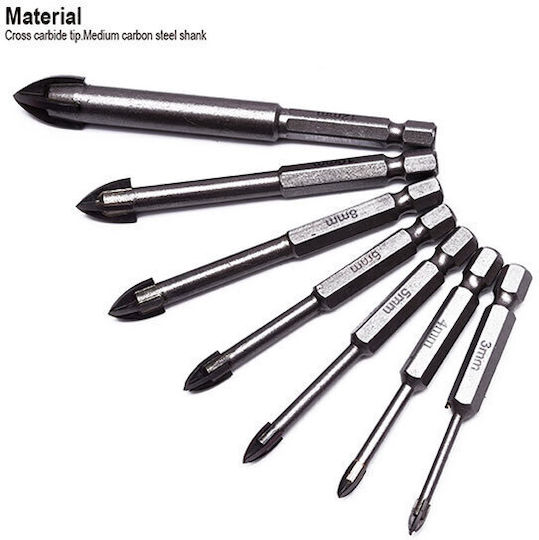 Harden Four-Cut Drill Carbide with Hexagonal Shank for Glass και Tiles 3mm