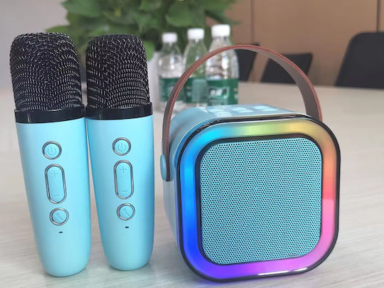 Ηχείο Karaoke με Ασύρματα Μικρόφωνα και Εφέ Φωτισμού Μπλε