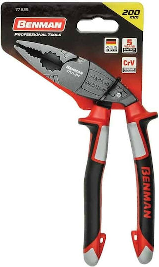 Benman Πένσα Πλατιά Ηλεκτρολόγου Γωνιακή Powergrip Μήκους 200mm
