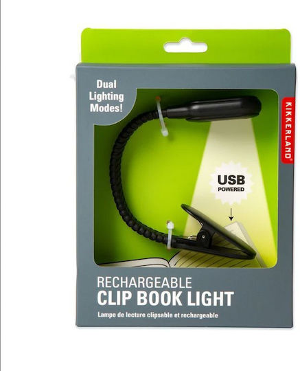 Kikkerland Rechargeable Reading Light Book Light LED with Clip Black