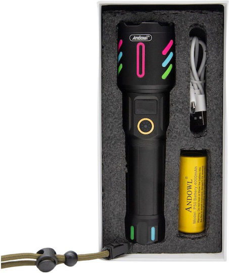 Andowl Rechargeable Flashlight LED IP43 with Maximum Brightness 1000lm P50 Black