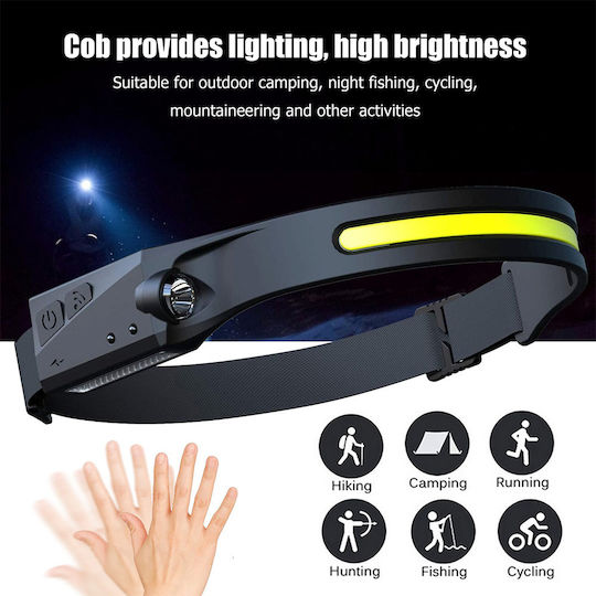 Superfire Rechargeable Headlamp LED IPX4 with Maximum Brightness 340lm Black