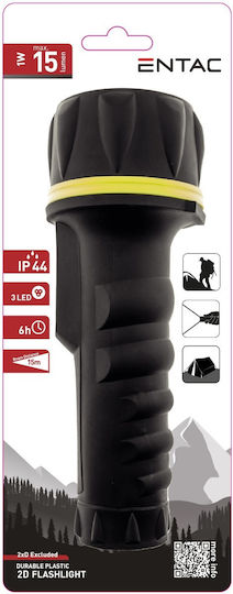 Entac Taschenlampe LED IP44 mit maximaler Helligkeit 15lm EFL-2D-PL Schwarz