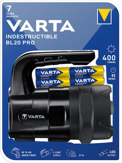 Varta Flashlight LED IP54 with Maximum Brightness 400lm Black
