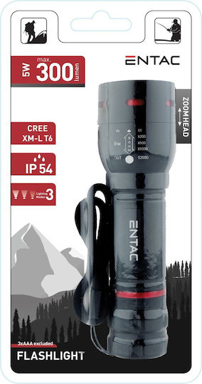 Entac Φακός LED IP54 με Μέγιστη Φωτεινότητα 300lm EFL-ZOOM-5W-ALU