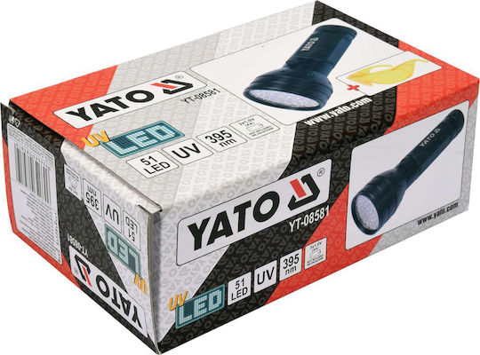 Yato Taschenlampe LED UV IP20 mit maximaler Helligkeit 51lm + Taschenlampe Schwarz