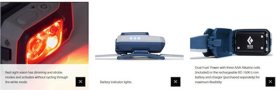 Black Diamond Stirnlampe LED IP67 mit maximaler Helligkeit 450lm Storm 450 Rot
