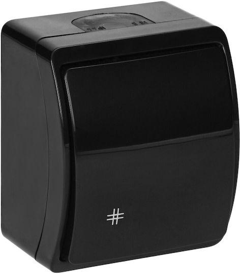 Orno Waterproof Wall-Mounted Single Switch with Frame Medium Black