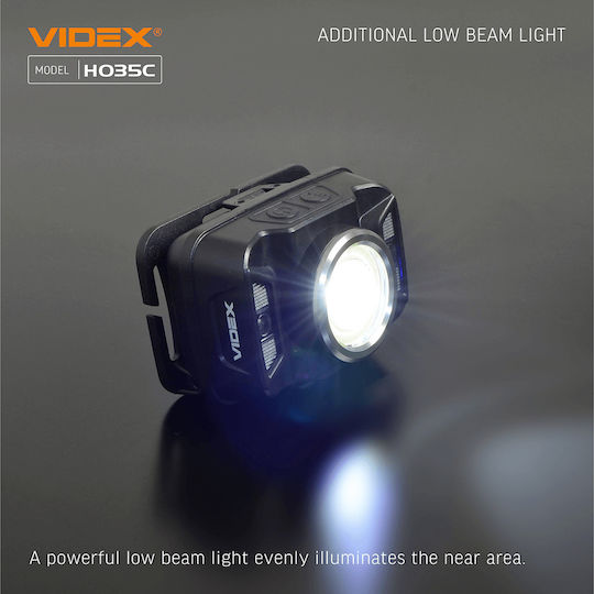 Videx Επαναφορτιζόμενος Φακός Κεφαλής LED IP65 με Μέγιστη Φωτεινότητα 410lm