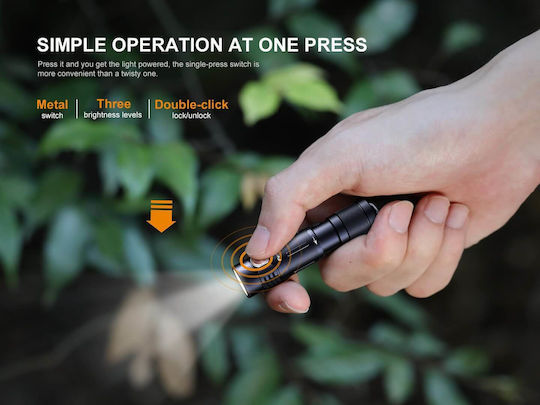 Fenix Rechargeable Keychain Flashlight LED IP68 with Maximum Brightness 400lm Black