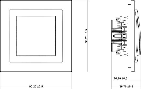 Karlik Recessed Wall Switch Single Without Frame Gray