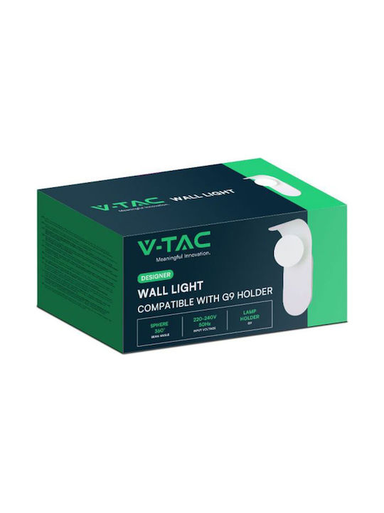 V-TAC Lamp Wall with Socket G9 White 9.5x12x25cm