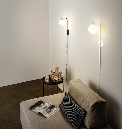 Fan Europe Modern Lamp Wall Socket with Socket E14 and Switch White 65.5x15cm