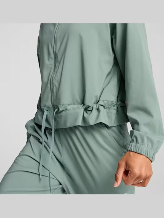 Lace Woven Drycell Μακριά Γυναικεία Ζακέτα Φούτερ Πράσινη