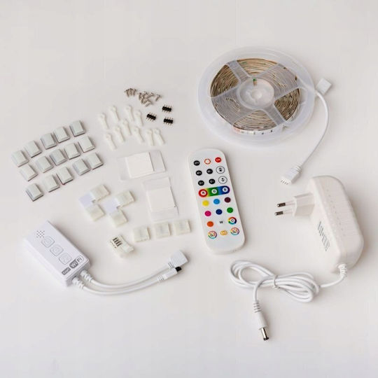 Eco Light Ταινία LED 12V RGB Φως 5m Τύπου SMD5050 με Τροφοδοτικό