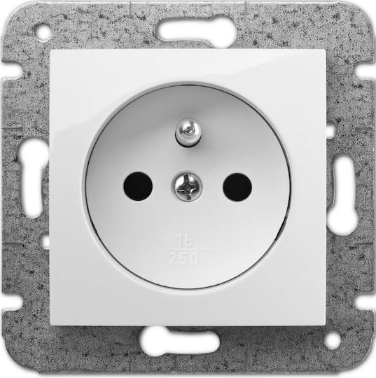 Elektro Plast Μονή Χωνευτή Πρίζα Ρεύματος Λευκή