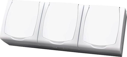 Ospel Madera Hermetic Socket Triple U Ip44 Flip White Gnh-3nzw